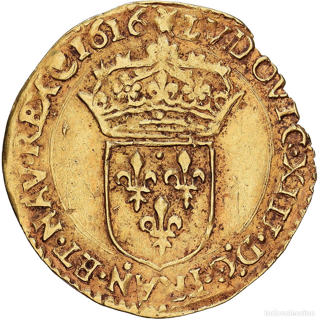 Alte M&uuml;nzen aus Europa: [#1546382] Francia, Louis XIII, &Eacute;cu d'or au soleil, 1616, Nantes, Oro, MBC, Gadoury:55