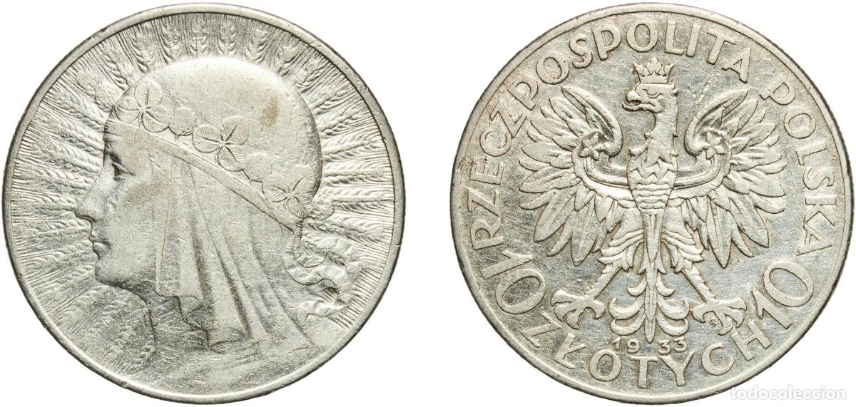 Monedas antiguas de Europa: Poland Second Republic 1933 MW 10 Złotych (Polonia) Silver (.750) (2800000) 21.92g XF Y 22 Sch&ouml;n 2