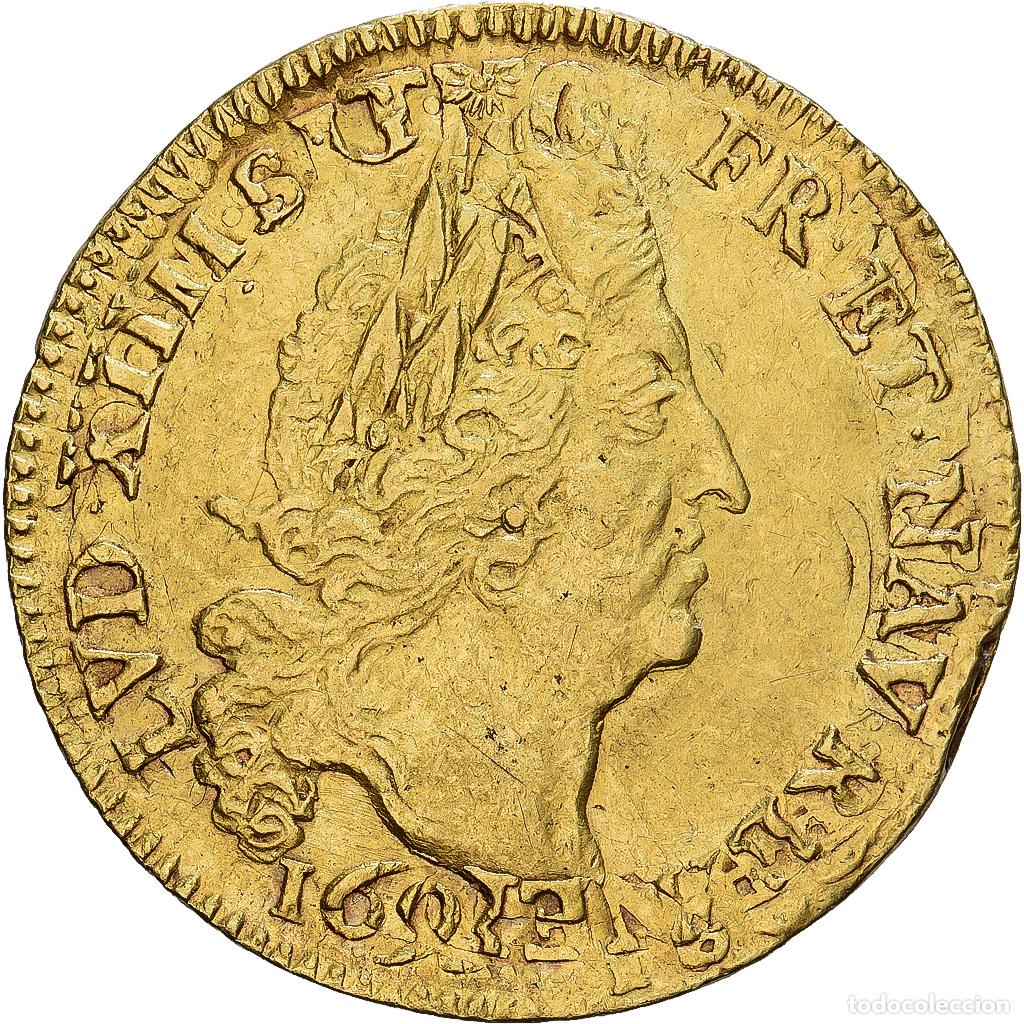 Monedas antiguas de Europa: [#1546431] Francia, Louis XIV, Louis d'or aux 4 L, 1693, Paris, r&eacute;form&eacute;, Oro, MBC+