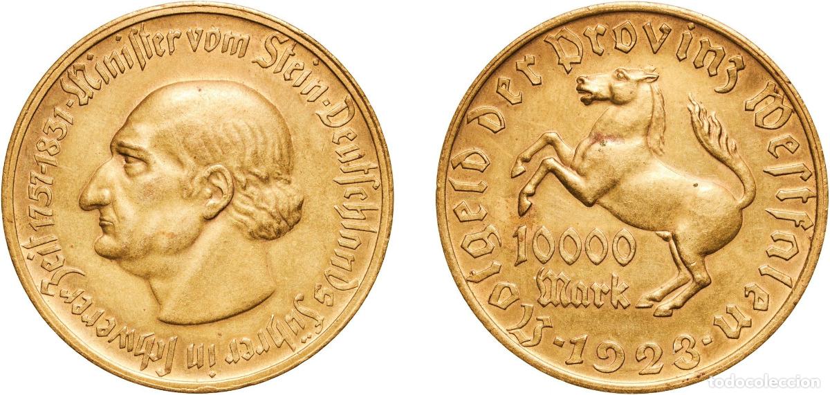 Monedas antiguas de Europa: Germany Prussian province of Westphalia Weimar Republic 1923 10 000 Mark - Westfalen (Freiherr vom