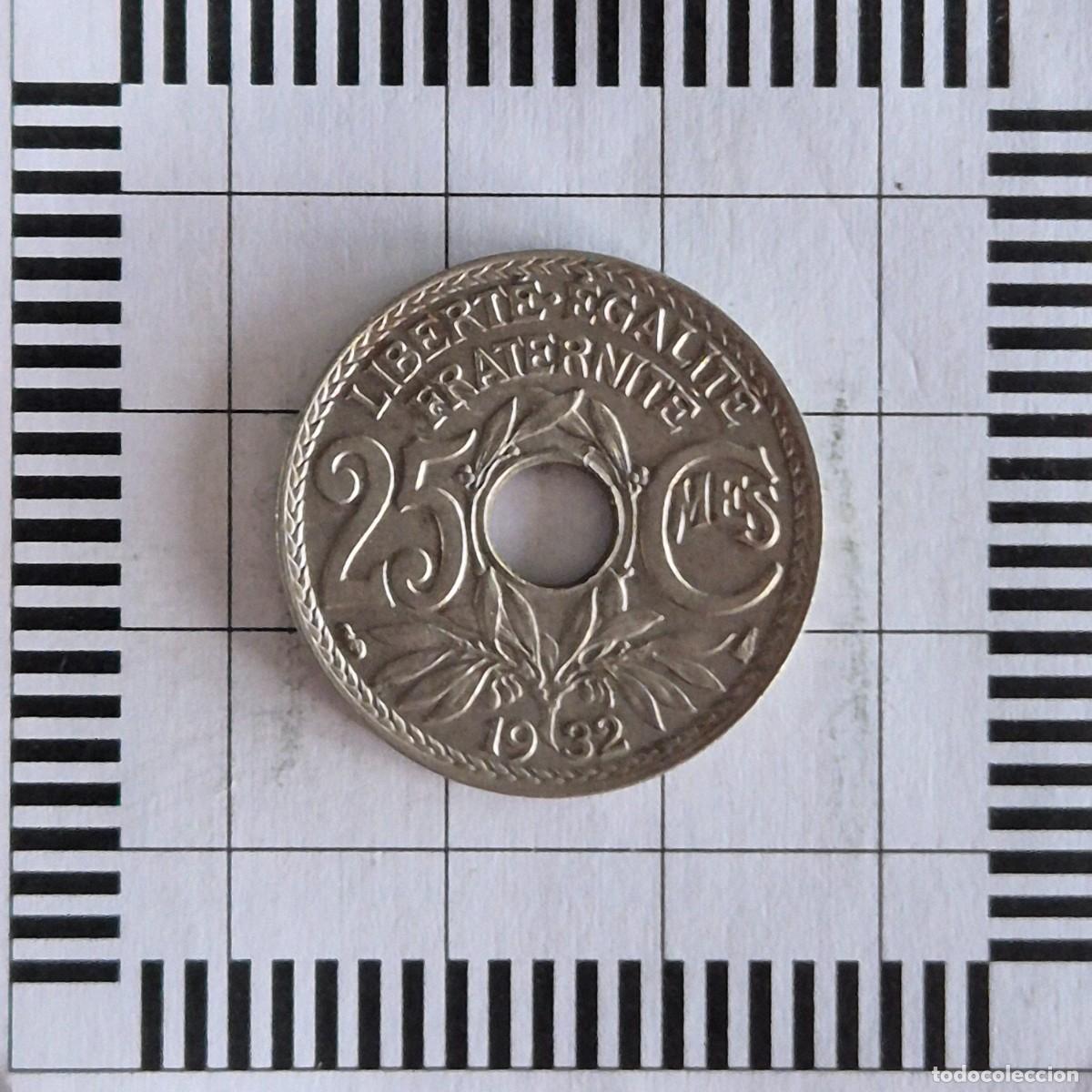 Monedas antiguas de Europa: 25 C&Eacute;NTIMOS, FRANCIA. 1932. (KM#867a).