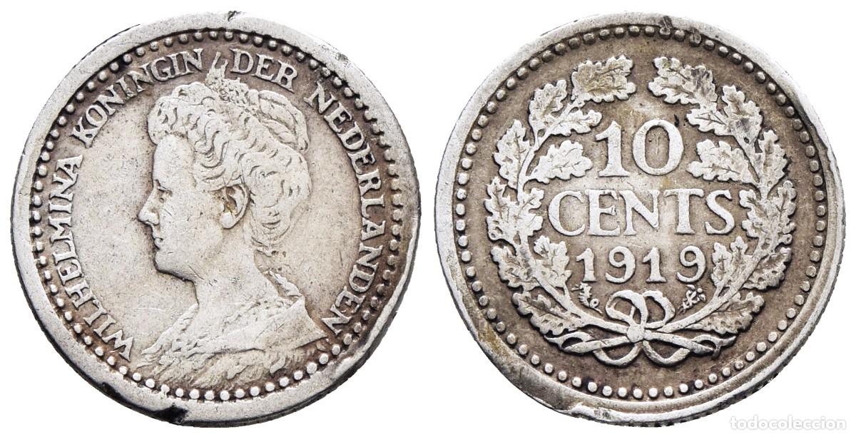 Monedas antiguas de Europa: *** BONITOS 10 CENTS DE WILHELMINA. 1919. UTRECHT. PA&Iacute;SES BAJOS. PLATA ***