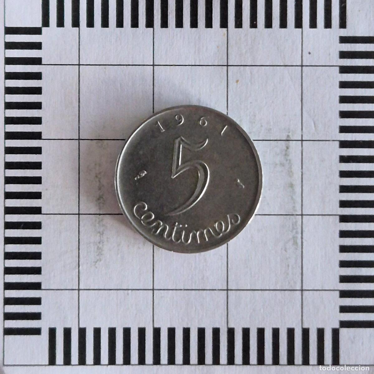 Monedas antiguas de Europa: 5 C&Eacute;NTIMOS, FRANCIA. 1961. (KM#927).