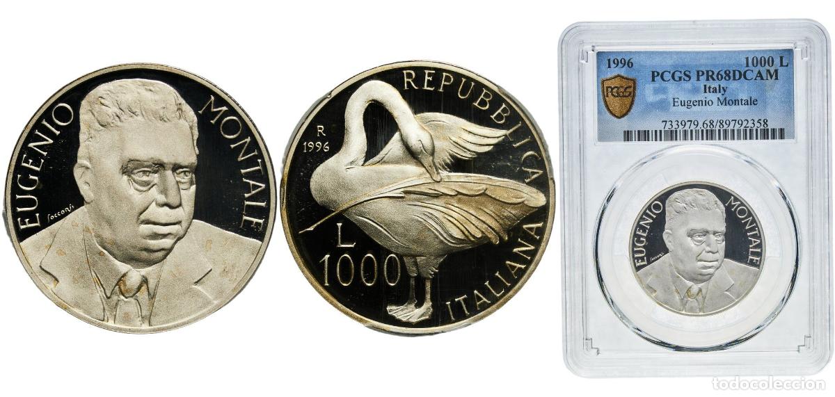 Monedas antiguas de Europa: Italy Republic 1996 R 1000 Lire (Eugenio Montale) Silver (.835) Rome Mint (8000) 14.6g PCGS PR 68