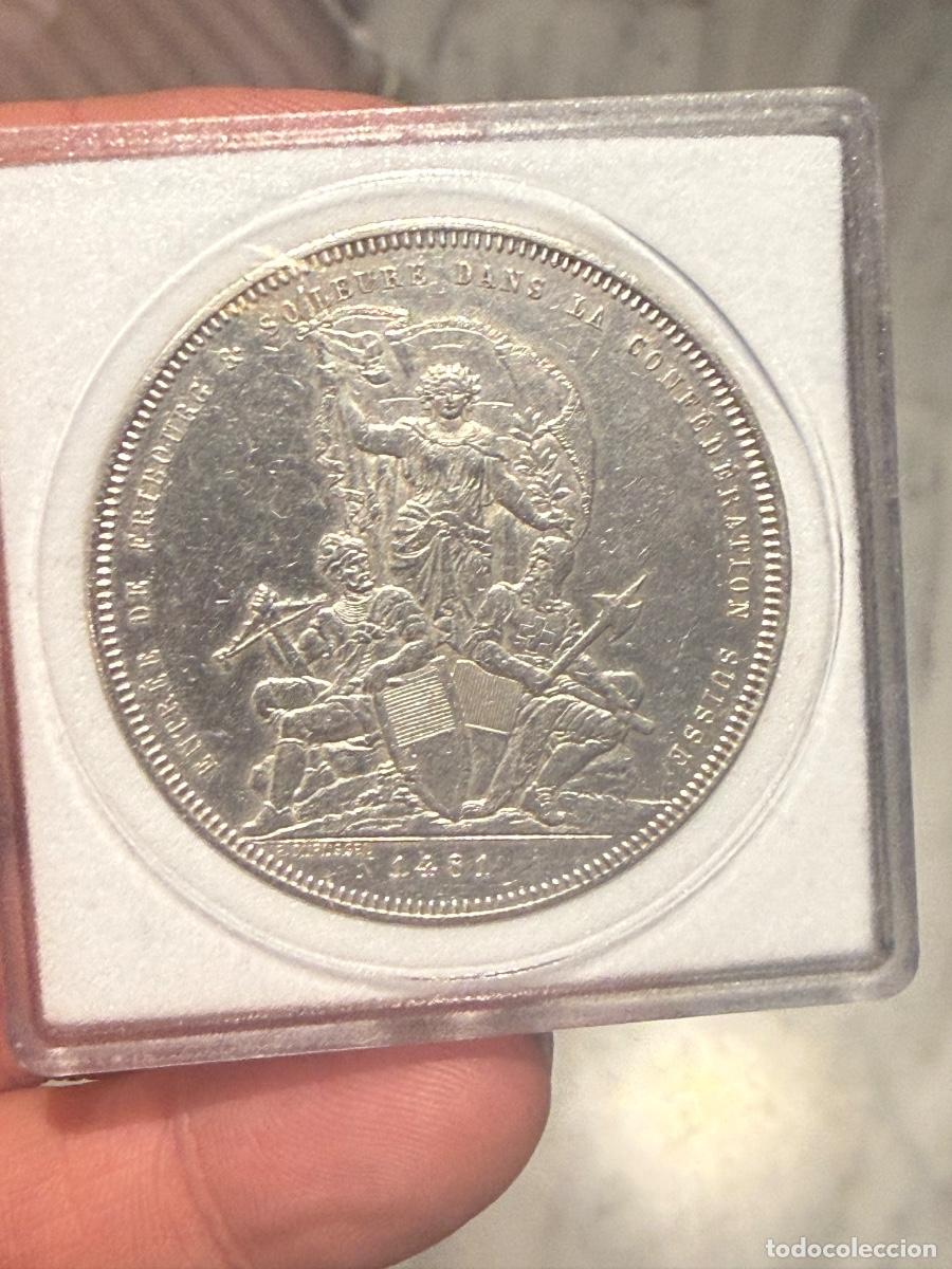 Monedas antiguas de Europa: Suiza 5 francos, festival de tiro 1881