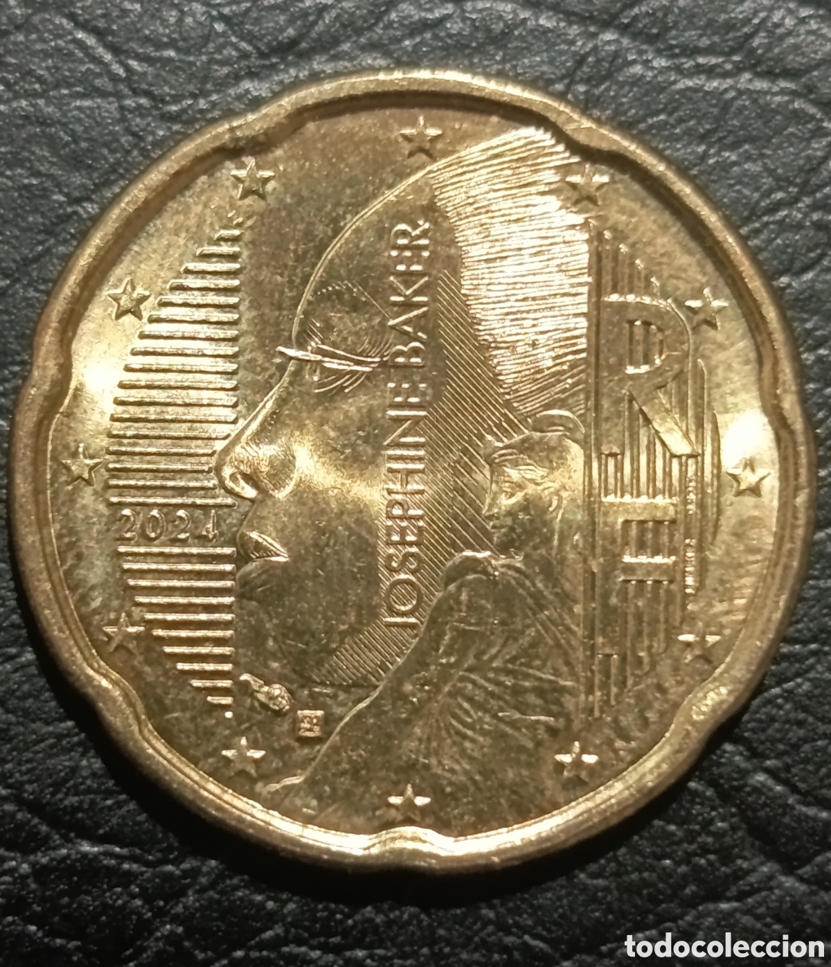 Monedas antiguas de Europa: Moneda 20 C&eacute;ntimos Francia Josephine Baker 2024