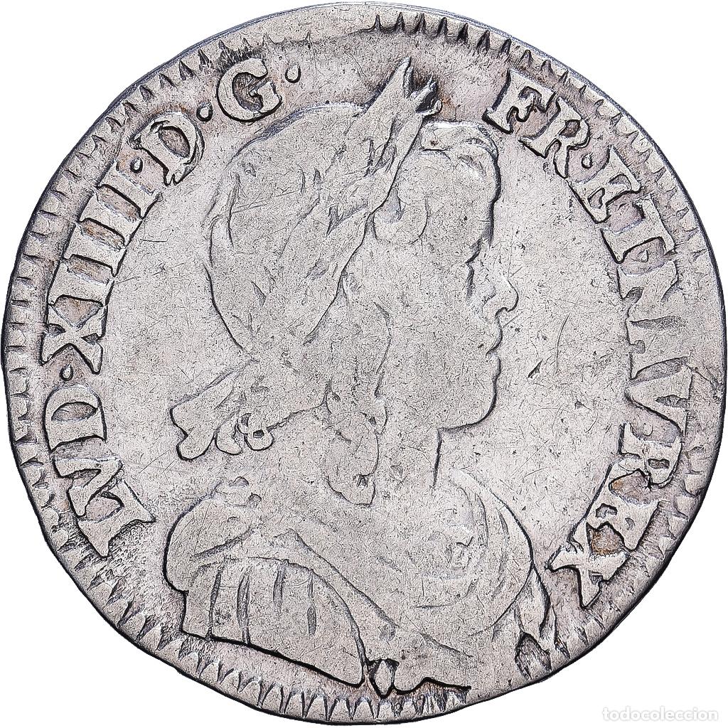 Monedas antiguas de Europa: [#1546476] Francia, Louis XIV, 1/12 Ecu &agrave; la m&egrave;che longue, 1653, Aix, Plata, BC+