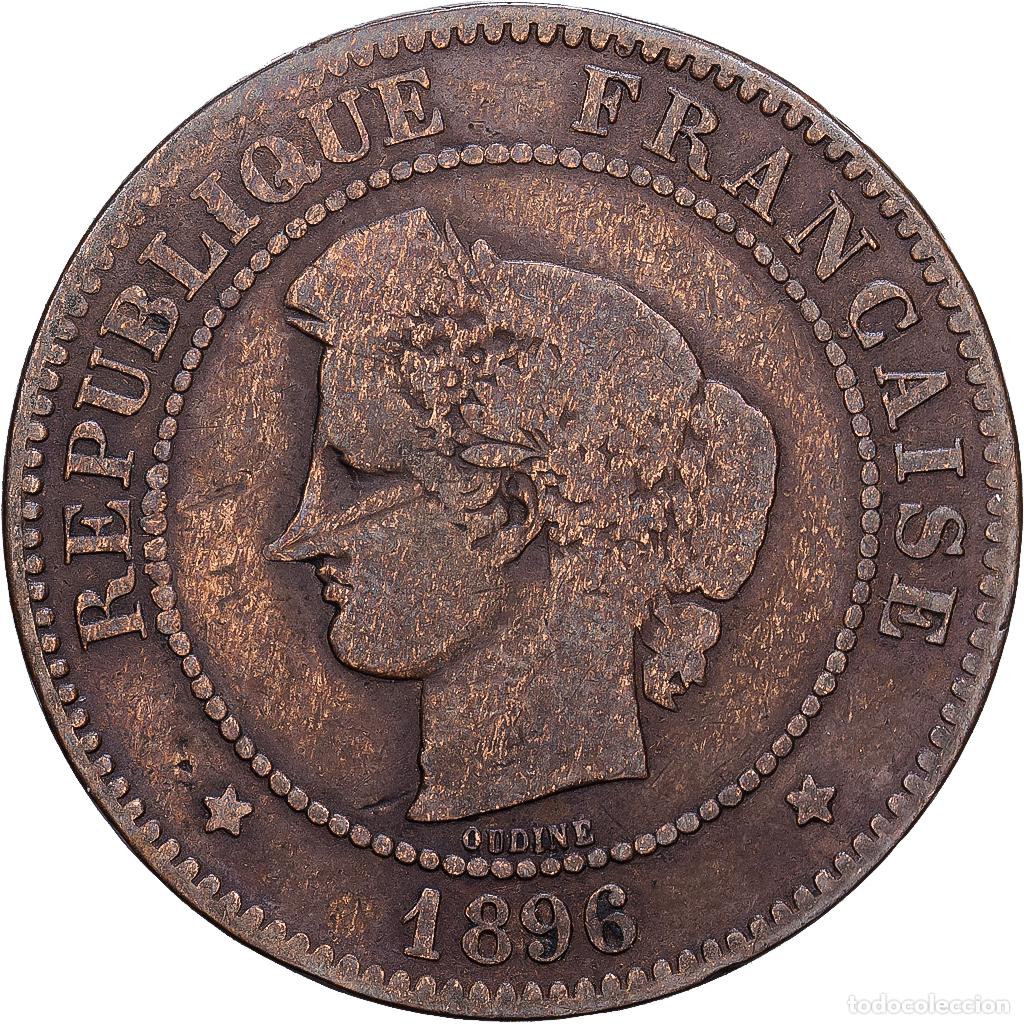 Monedas antiguas de Europa: [#1252442] Francia, 5 Centimes, 1896, Paris, Bronce, BC