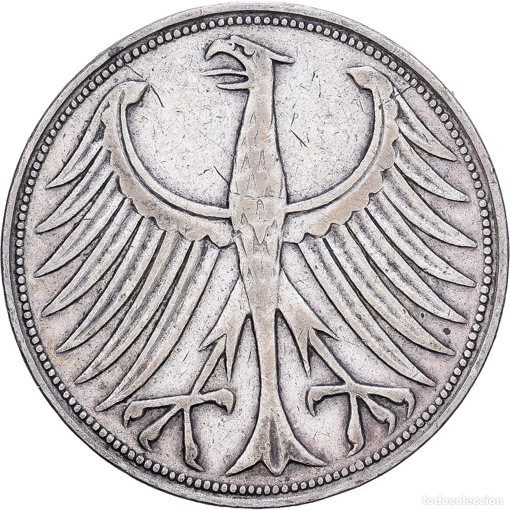 Monedas antiguas de Europa: [#1252352] Alemania, 5 Deutsche Mark, 1951, Munich, Plata, BC+