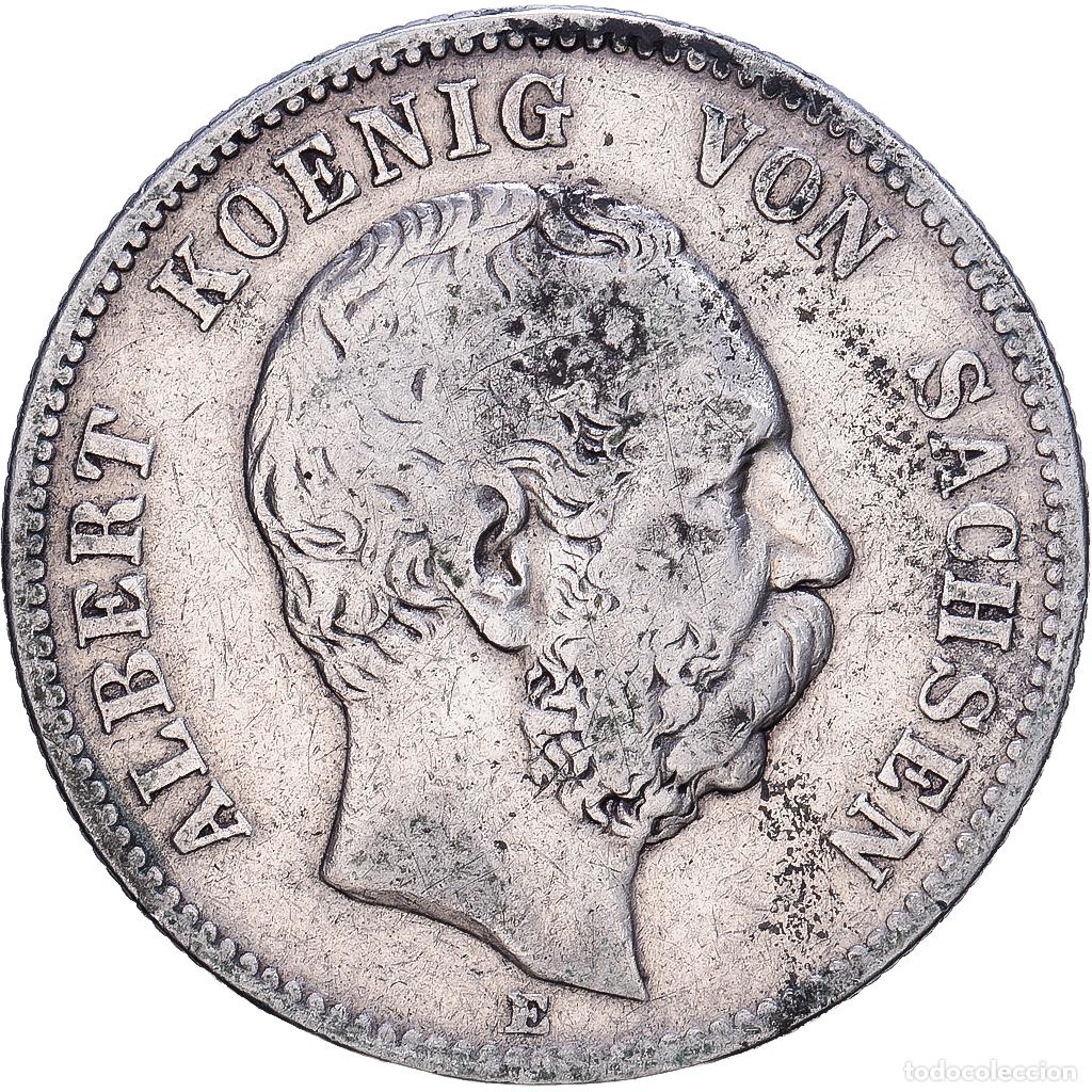 Monedas antiguas de Europa: [#1552093] Estados alemanes, SAXONY-ALBERTINE, Albert, 2 Mark, 1876, Muldenh&uuml;tten, Plata