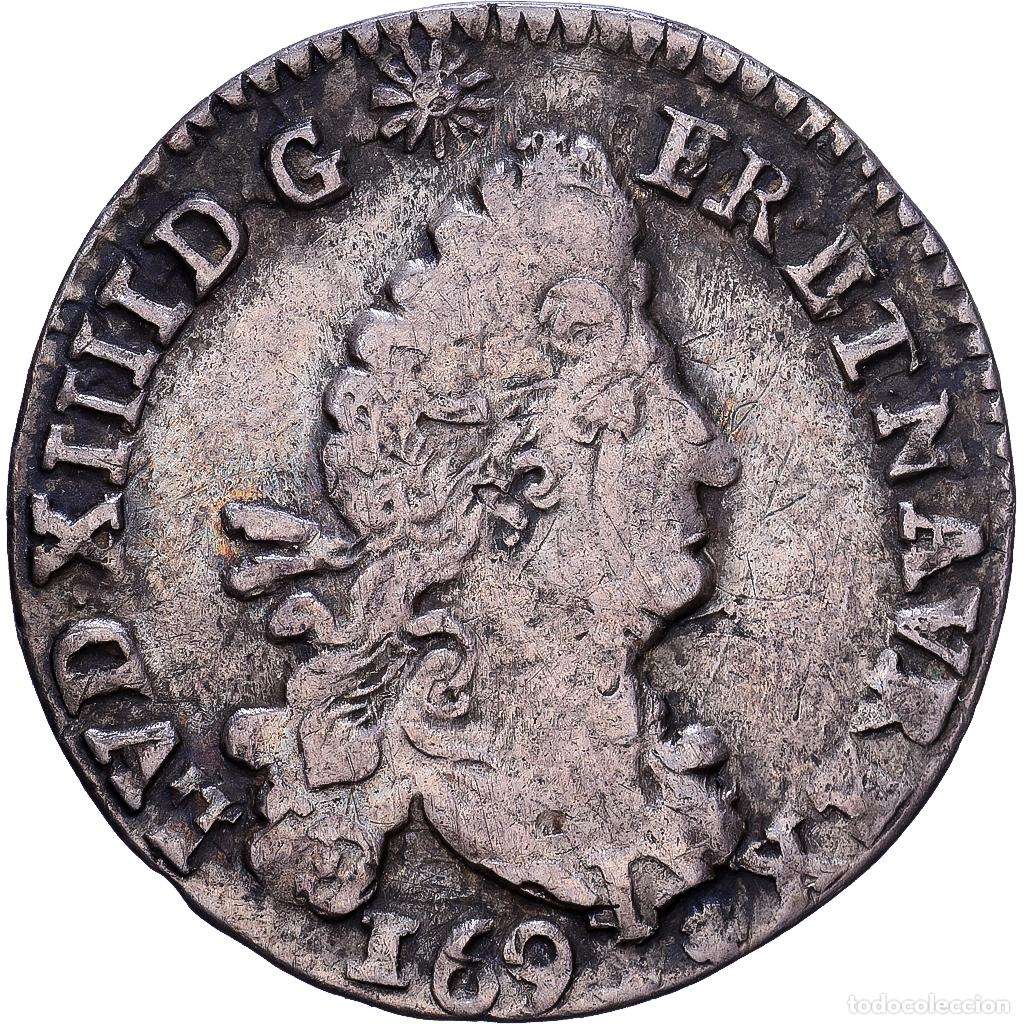Monedas antiguas de Europa: [#1546447] Francia, Louis XIV, 4 Sols aux 2 L, 1693, Toulouse, Plata, BC+, Gadoury:106
