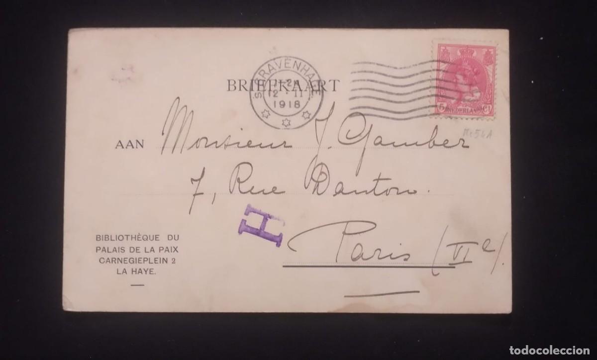 Monedas antiguas de Europa: TS) 1918 NETHERLANDS, CANCELLATION STAMP, POSTCARD,WITH QUEEN WILHELMINA STAMP,VF.