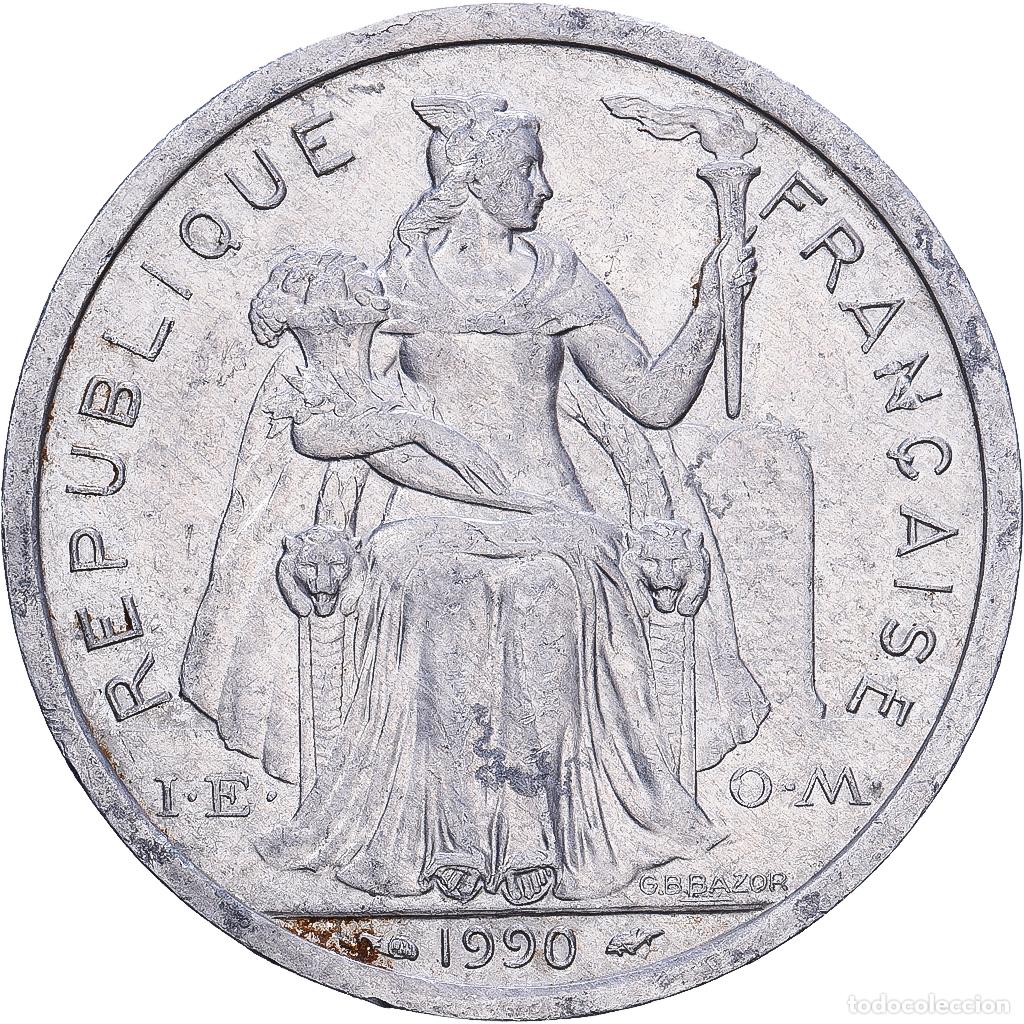 Monedas antiguas de Europa: [#1252402] Polinesia francesa, 2 Francs, 1990, Paris, Aluminio, BC