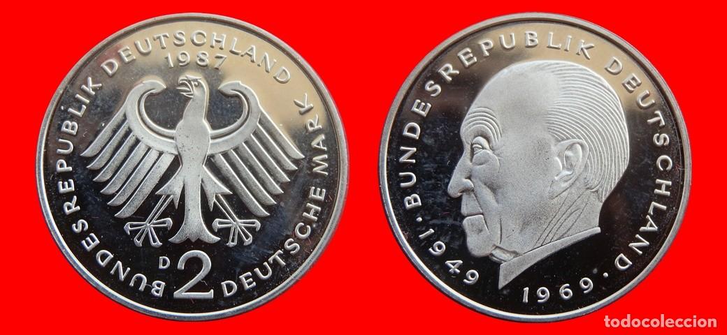 Monedas antiguas de Europa: 2 MARCOS 1987-D ADENAUER PROOF BRD ALEMANIA-154842