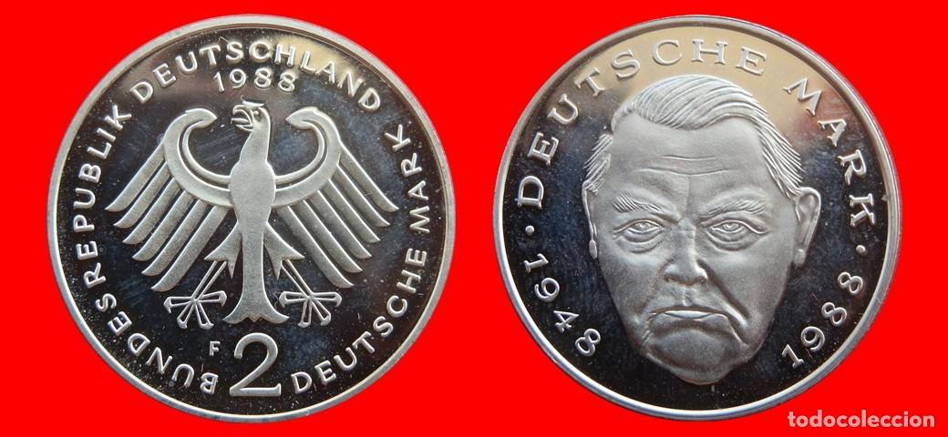 Monedas antiguas de Europa: 2 MARCOS 1988-F LUDWIG ERHAR PROOF BRD ALEMANIA-154847