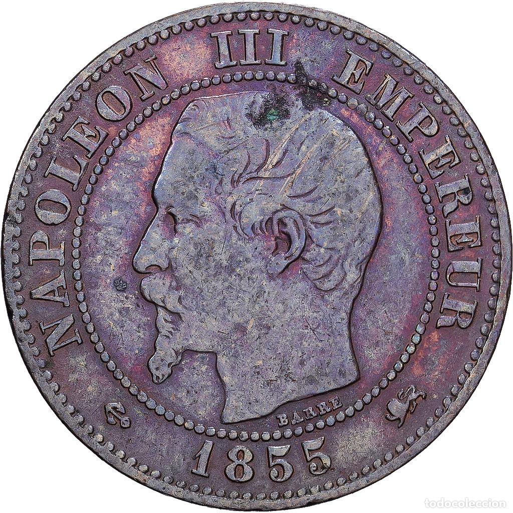 Monedas antiguas de Europa: [#1252435] Francia, 2 Centimes, 1855, Lyon, Bronce, BC