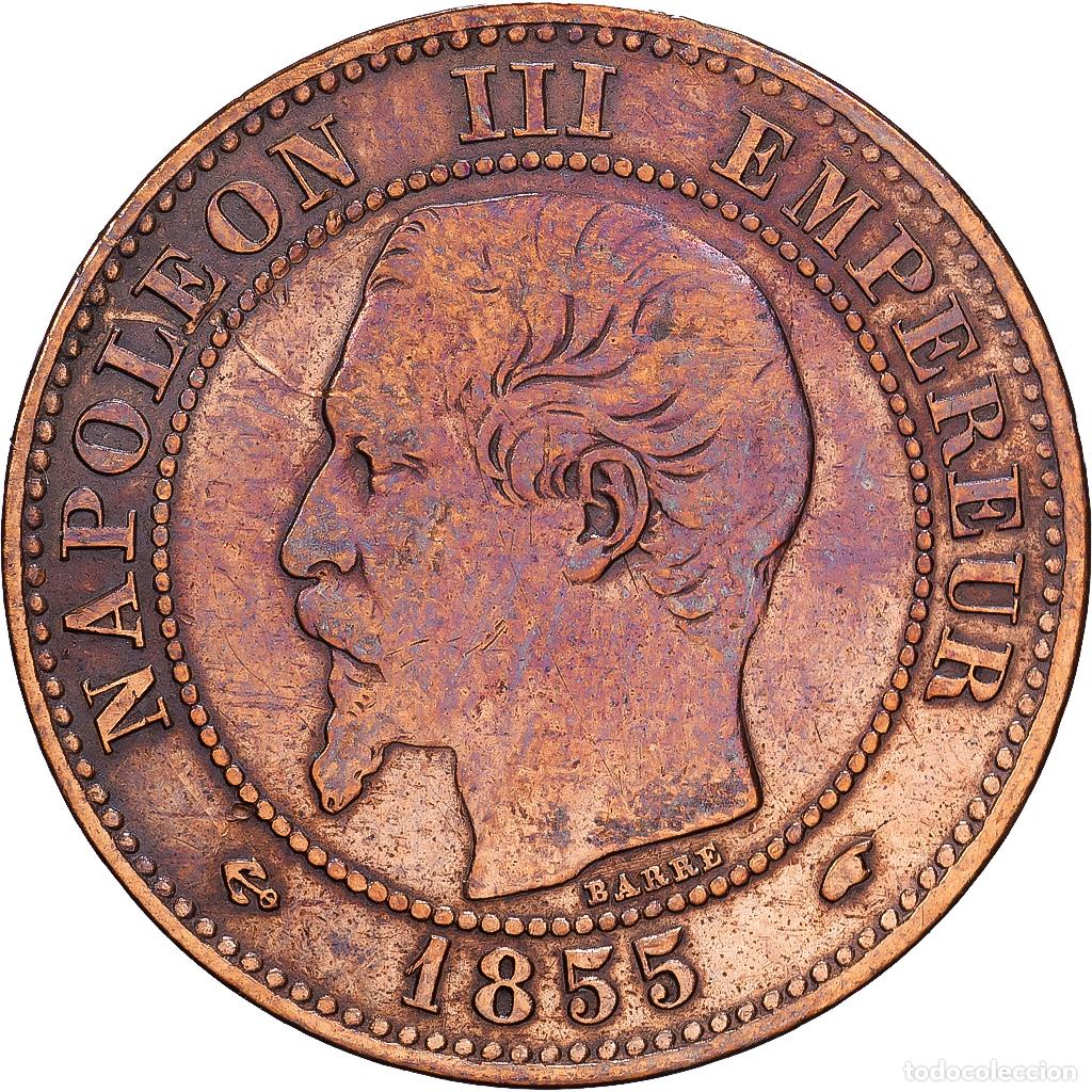 Monedas antiguas de Europa: [#1252436] Francia, 2 Centimes, 1855, Paris, Bronce, BC