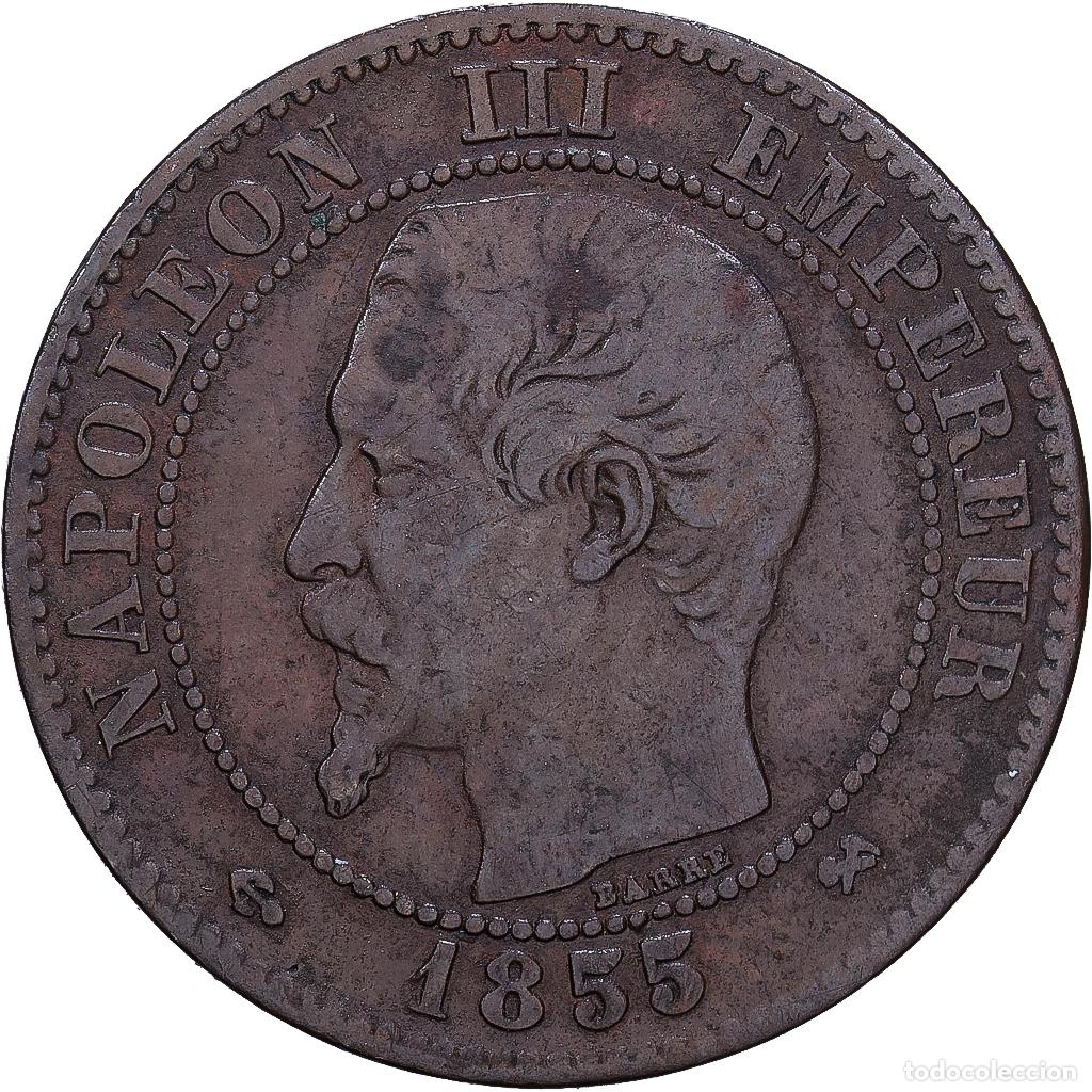 Monedas antiguas de Europa: [#1252437] Francia, 2 Centimes, 1855, Rouen, Bronce, RC