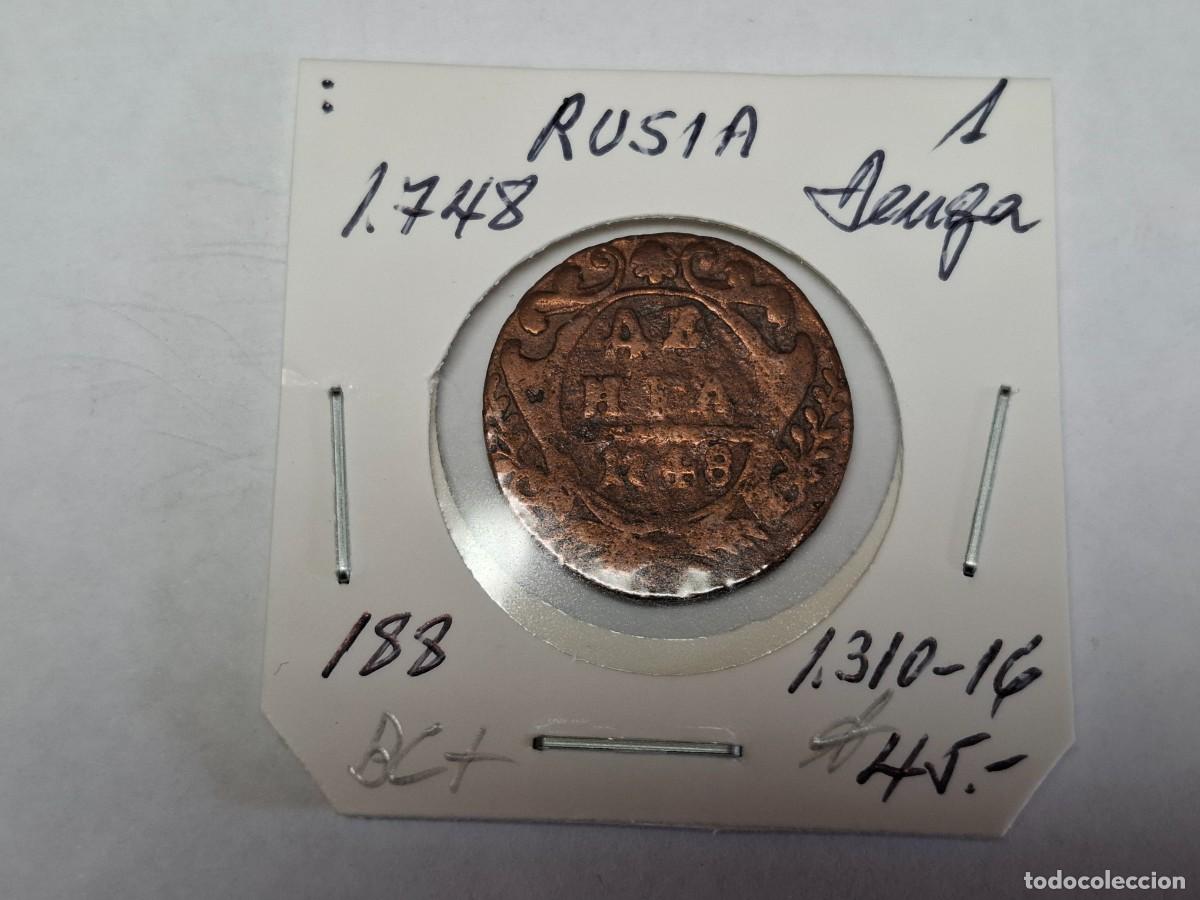 Monedas antiguas de Europa: 1 DENGA de 1748 KM 188 RUSIA en BC+