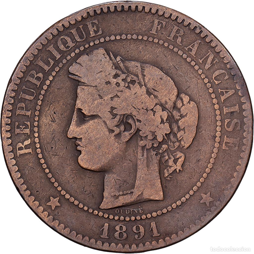 Monedas antiguas de Europa: [#1252466] Francia, 10 Centimes, 1891, Paris, Bronce, BC