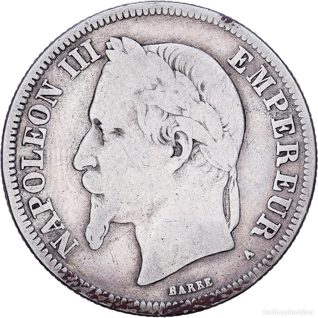 Monedas antiguas de Europa: [#1252465] Francia, 2 Francs, 1869, Paris, Plata, BC