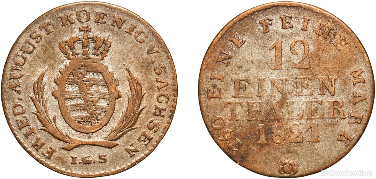 Monedas antiguas de Europa: Germany Kingdom of Saxony 1821 1&frasl;12 Thaler - Frederick August I Billon (.437 silver) Dresden Mint (