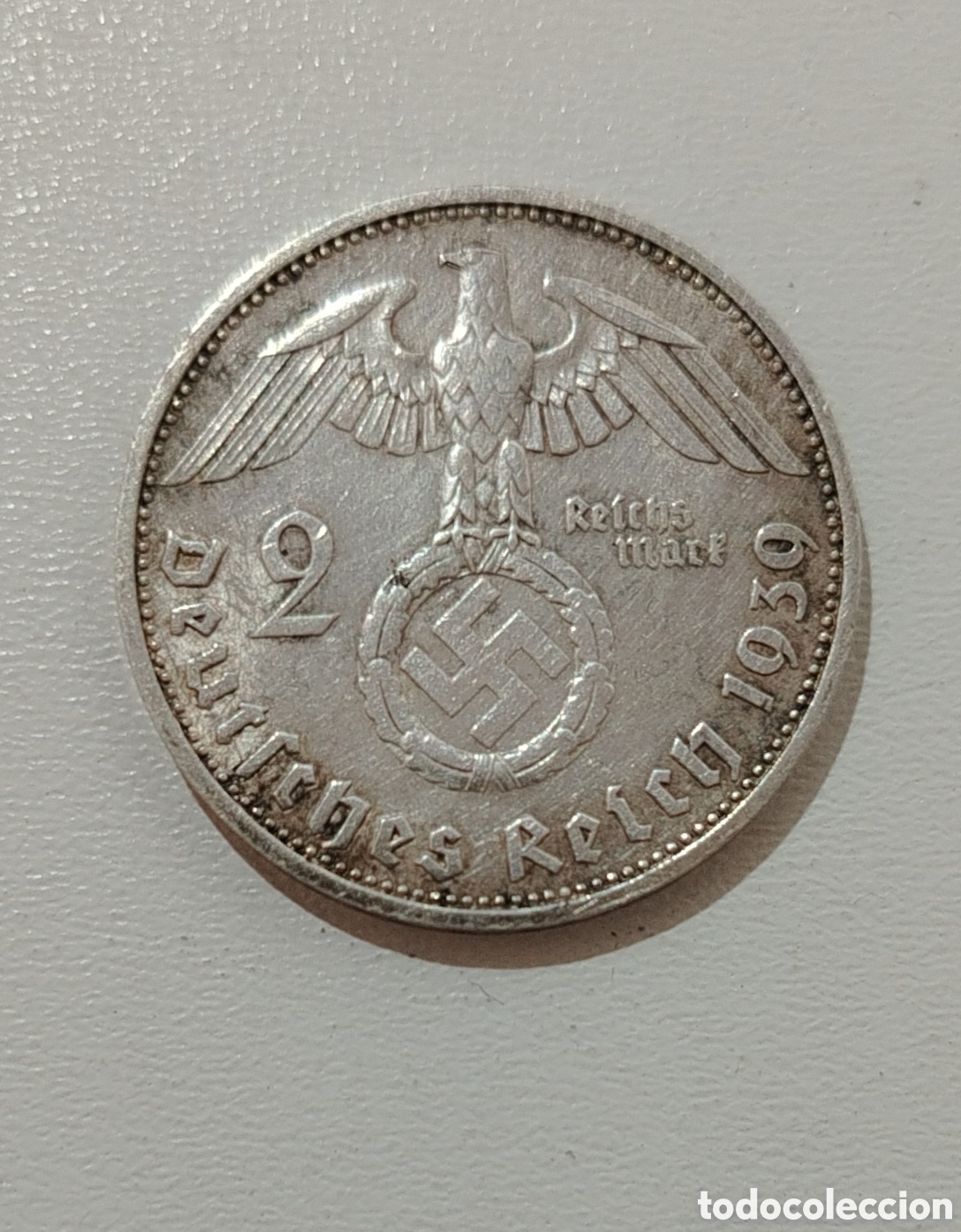 Monedas antiguas de Europa: 2 marcos alemanes 1939 F, &eacute;poca nazi, plata