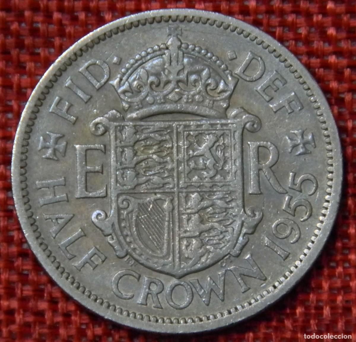 Monedas antiguas de Europa: Reino Unido - United Kingdom - A&ntilde;o 1955 - Half Crown - Reina Isabel II - Elizabeth II