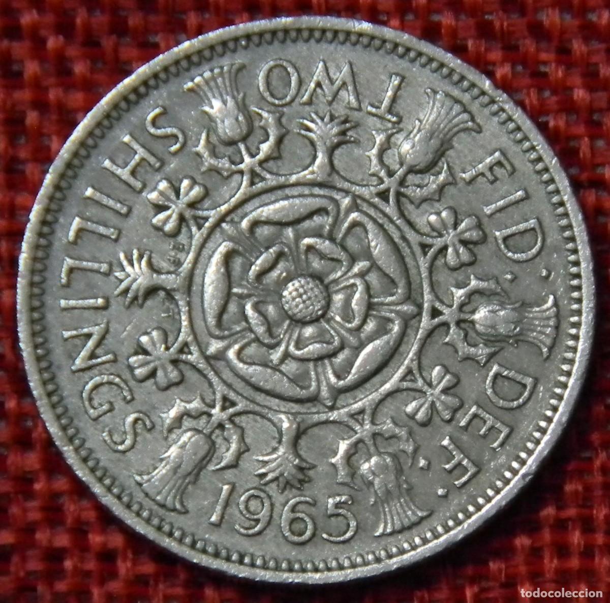 Monedas antiguas de Europa: Reino Unido - United Kingdom - A&ntilde;o 1965 - Two 2 Shillings - Reina Isabel II - Elizabeth II