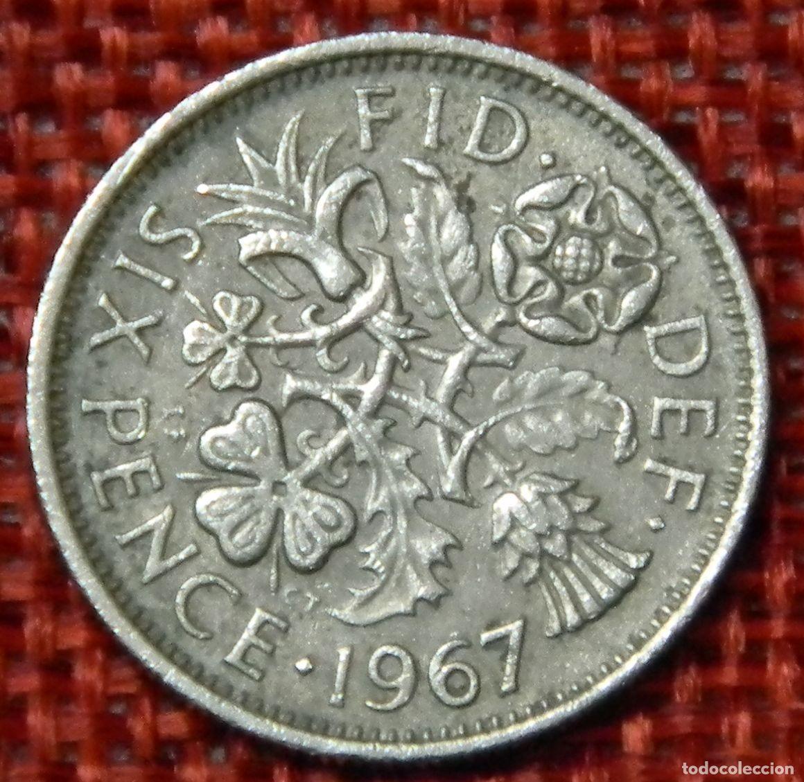 Monedas antiguas de Europa: Reino Unido - United Kingdom - A&ntilde;o 1967 - 6 Six Pence - Reina Isabel II - Elizabeth II