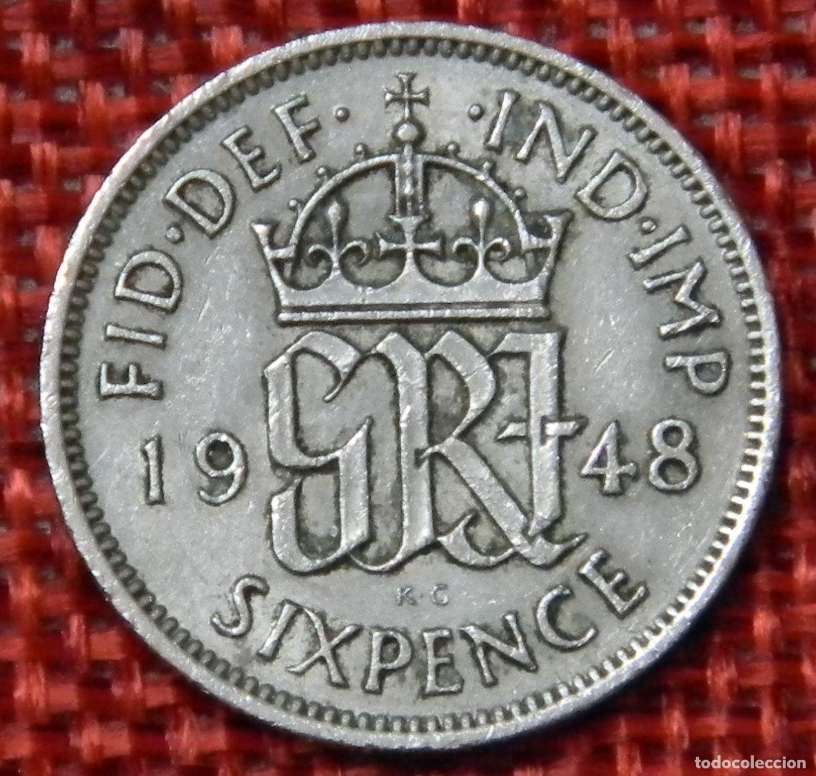 Monedas antiguas de Europa: Reino Unido - United Kingdom - A&ntilde;o 1948 - Six Pence - Rey Jorge VI - Georgius VI