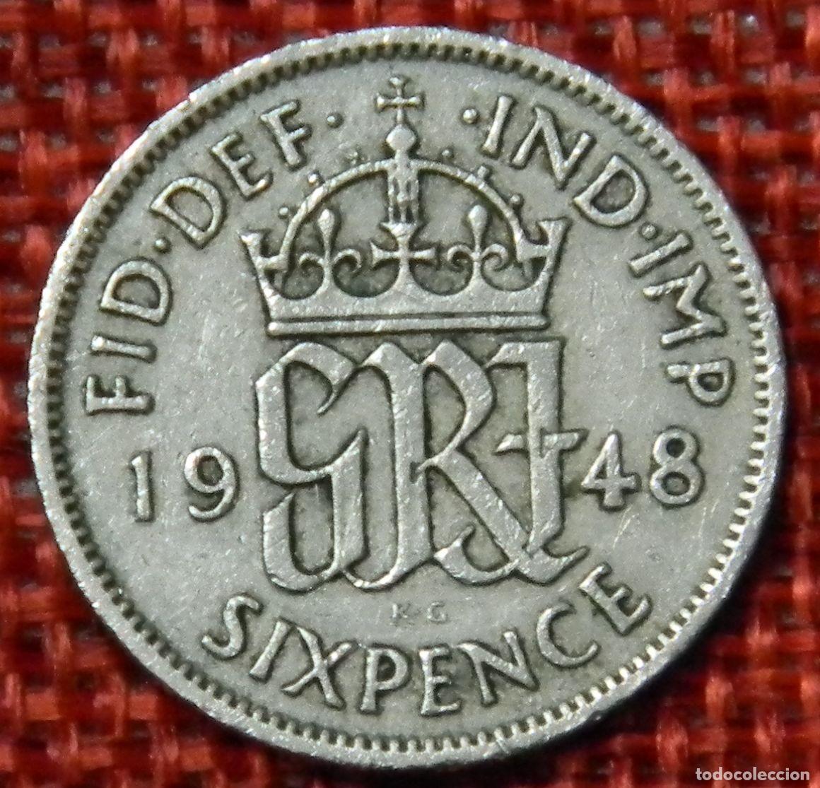 Monedas antiguas de Europa: Reino Unido - United Kingdom - A&ntilde;o 1948 - Six Pence - Rey Jorge VI - Georgius VI