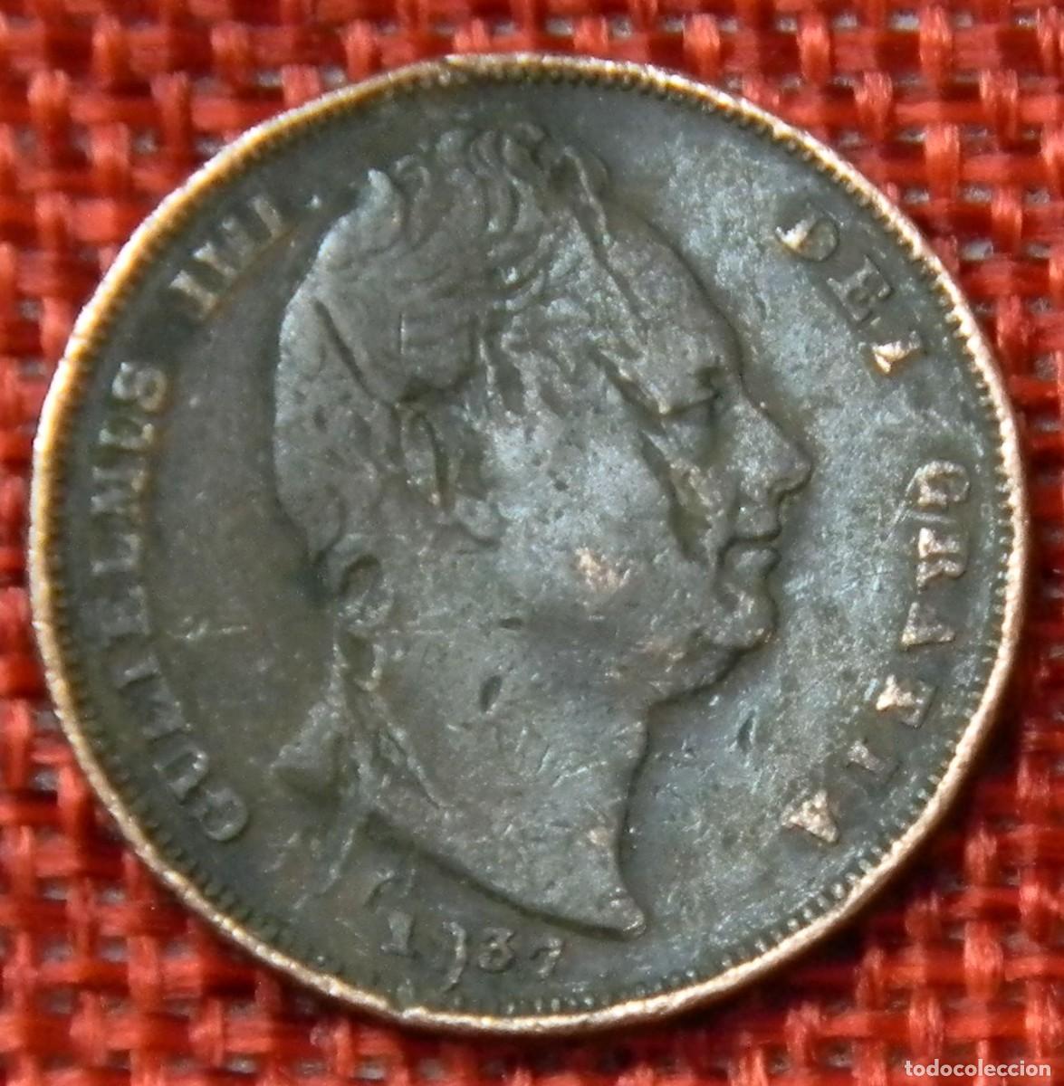 Monedas antiguas de Europa: Reino Unido - United Kingdom - A&ntilde;o 1837 - Farthing - Rey Guillermo IV - Guilielnus IIII
