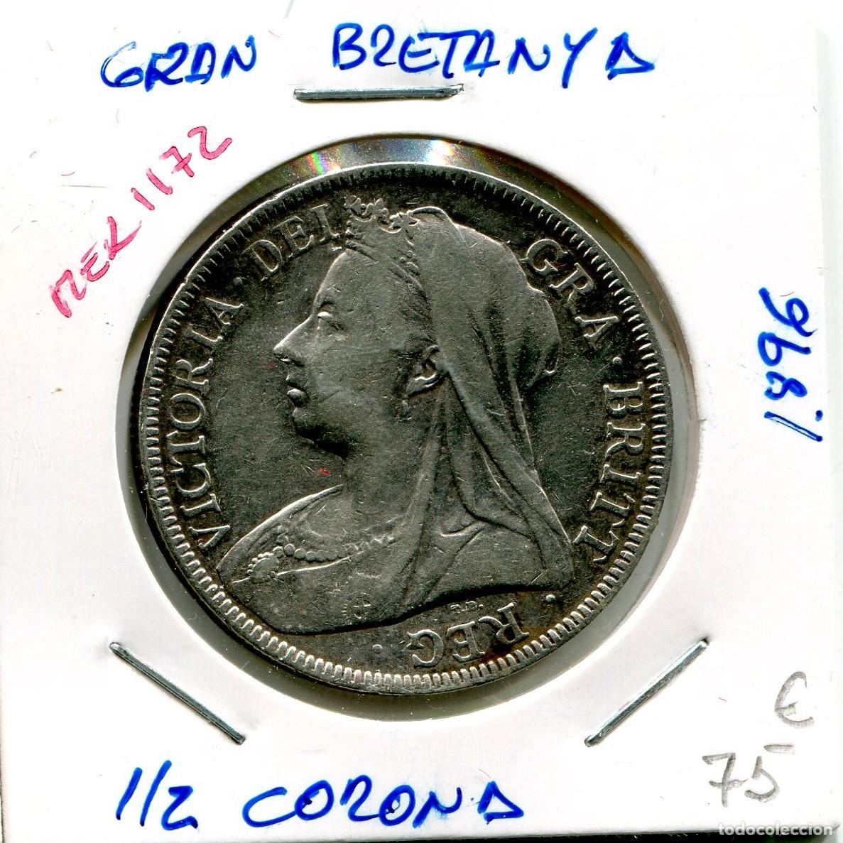 Monedas antiguas de Europa: MEDIA CORONA A&Ntilde;O 1896 GRAN BRETA&Ntilde;A ( MEX1172 )