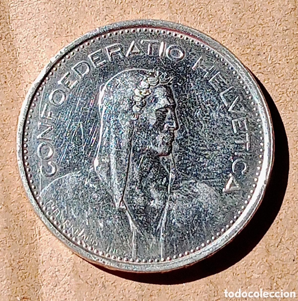 Monedas antiguas de Europa: Suiza - 5 francos 1966 - plata baja - Mbc