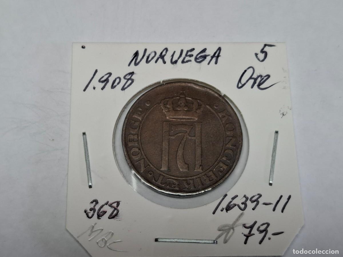 Monedas antiguas de Europa: 5 ORE de 1908 KM 368 NORUEGA en MBC