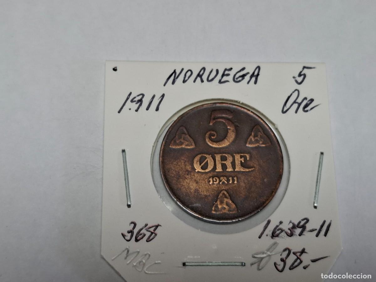 Monedas antiguas de Europa: 5 ORE de 1911 KM 368 NORUEGA en MBC