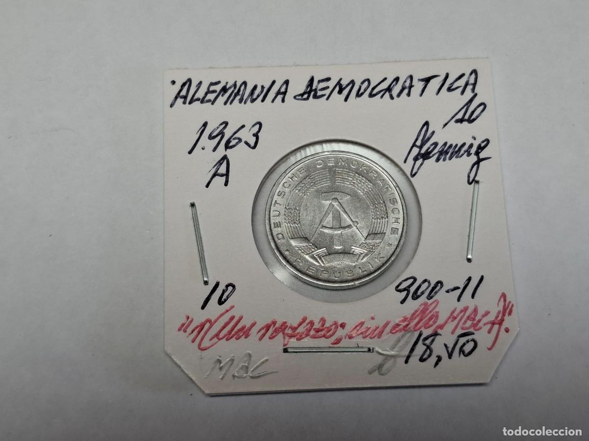 Monedas antiguas de Europa: 10 PFENNING de 1963 A KM 10 ALEMANIA DEMOCRATICA en MBC