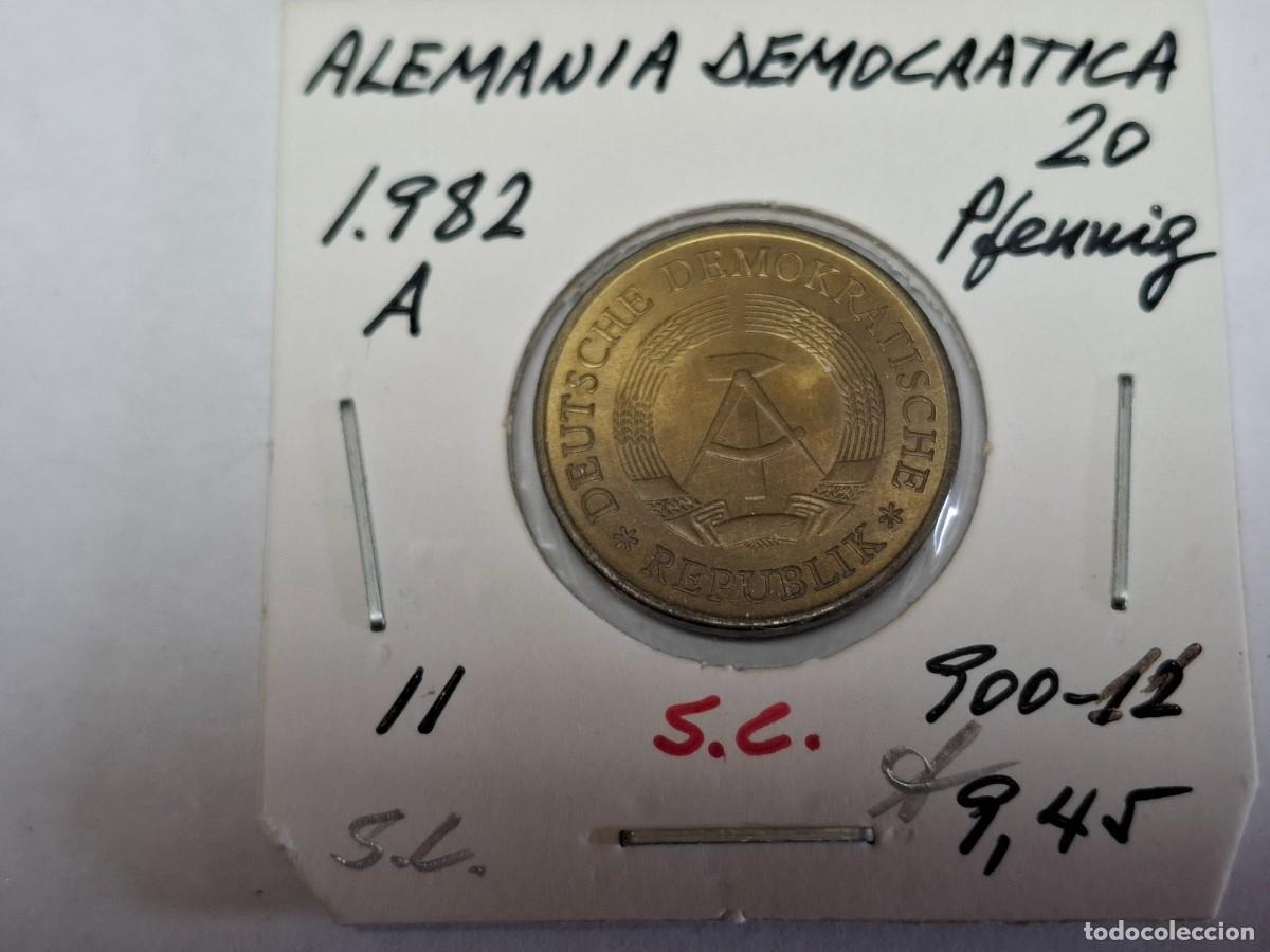 Monedas antiguas de Europa: 20 PFENNING de 1982 A KM 11 ALEMANIA DEMOCRATICA en SIN CIRCULAR