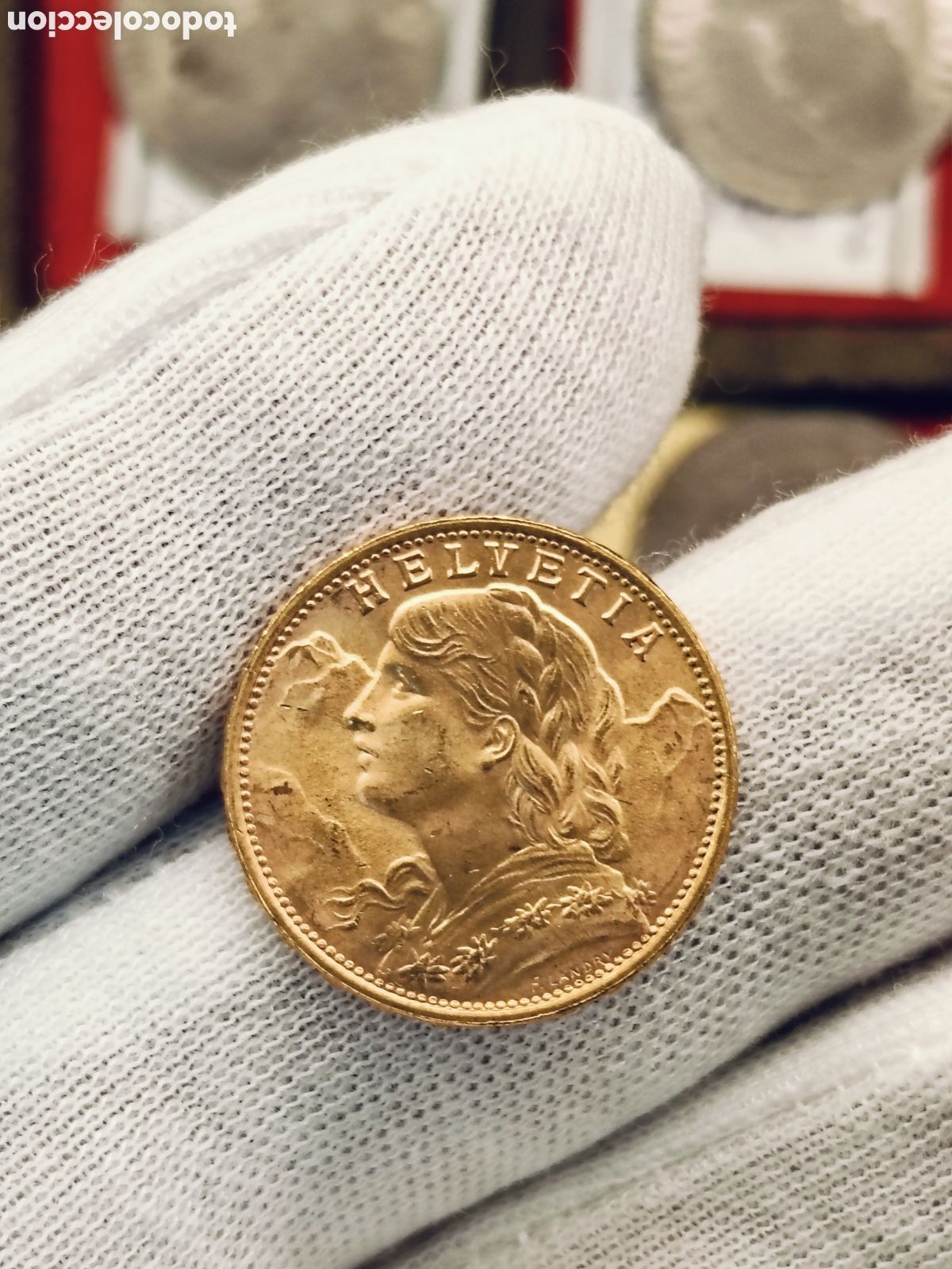 Monedas antiguas de Europa: SUIZA . 20 FRANCOS DE ORO . A&Ntilde;O 1949 B. PESO 6,45 GRAMOS . LEY 900 mm
