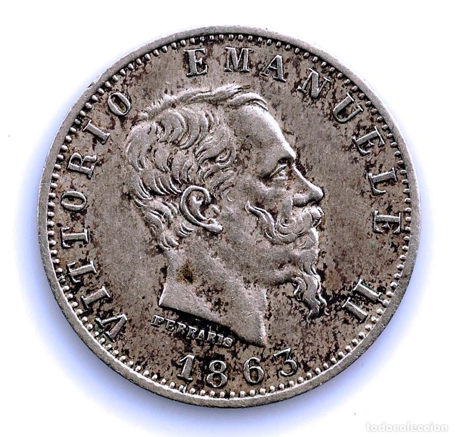 Monedas antiguas de Europa: SC-Italia. Vitorio Emanuele II. 20 Centesimi 1863 M. Milan EBC-/XF- Plata 1,1 g.