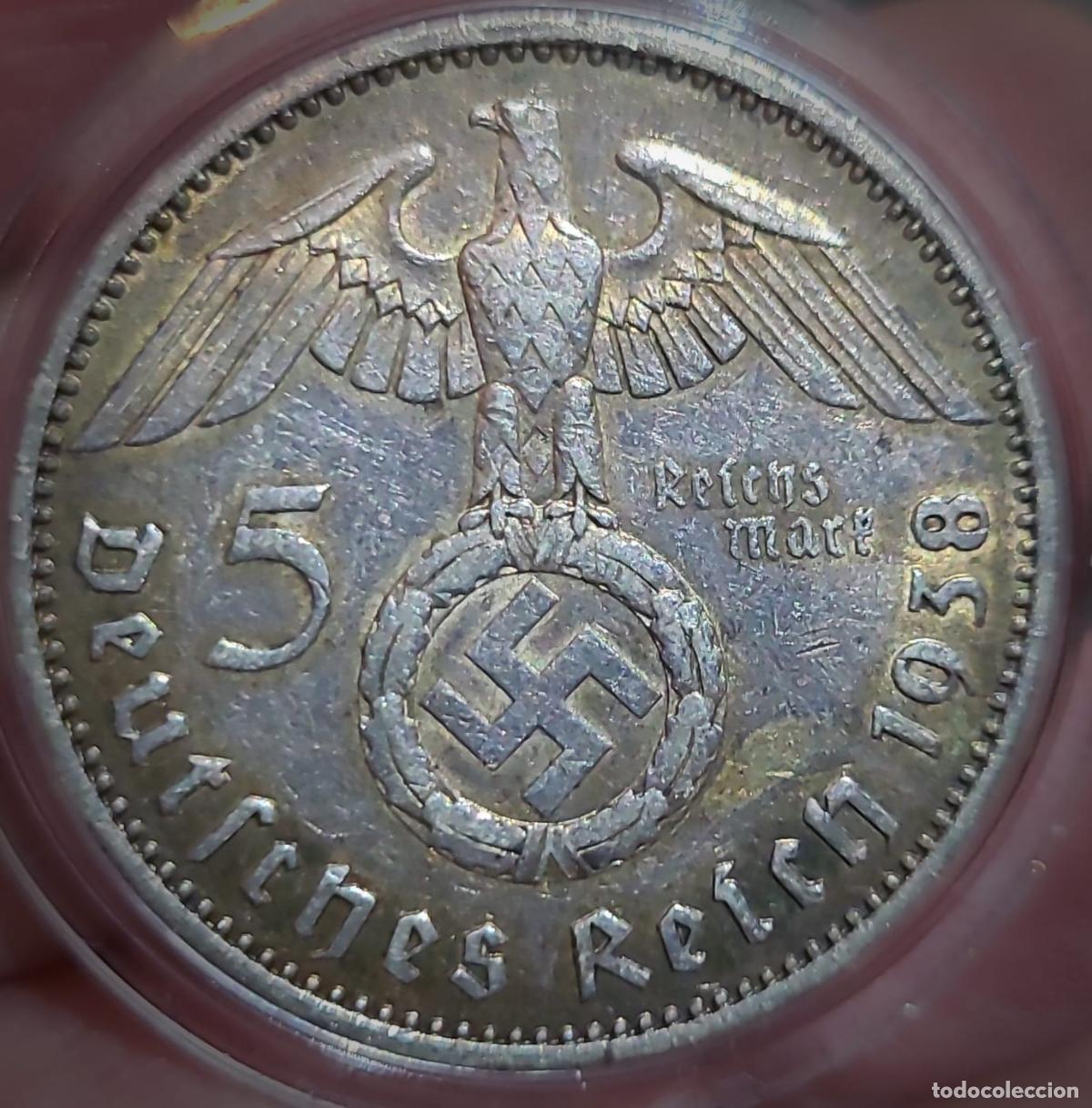 Monedas antiguas de Europa: 5 marcos de plata de Alemania 1938 A Alemania nazi