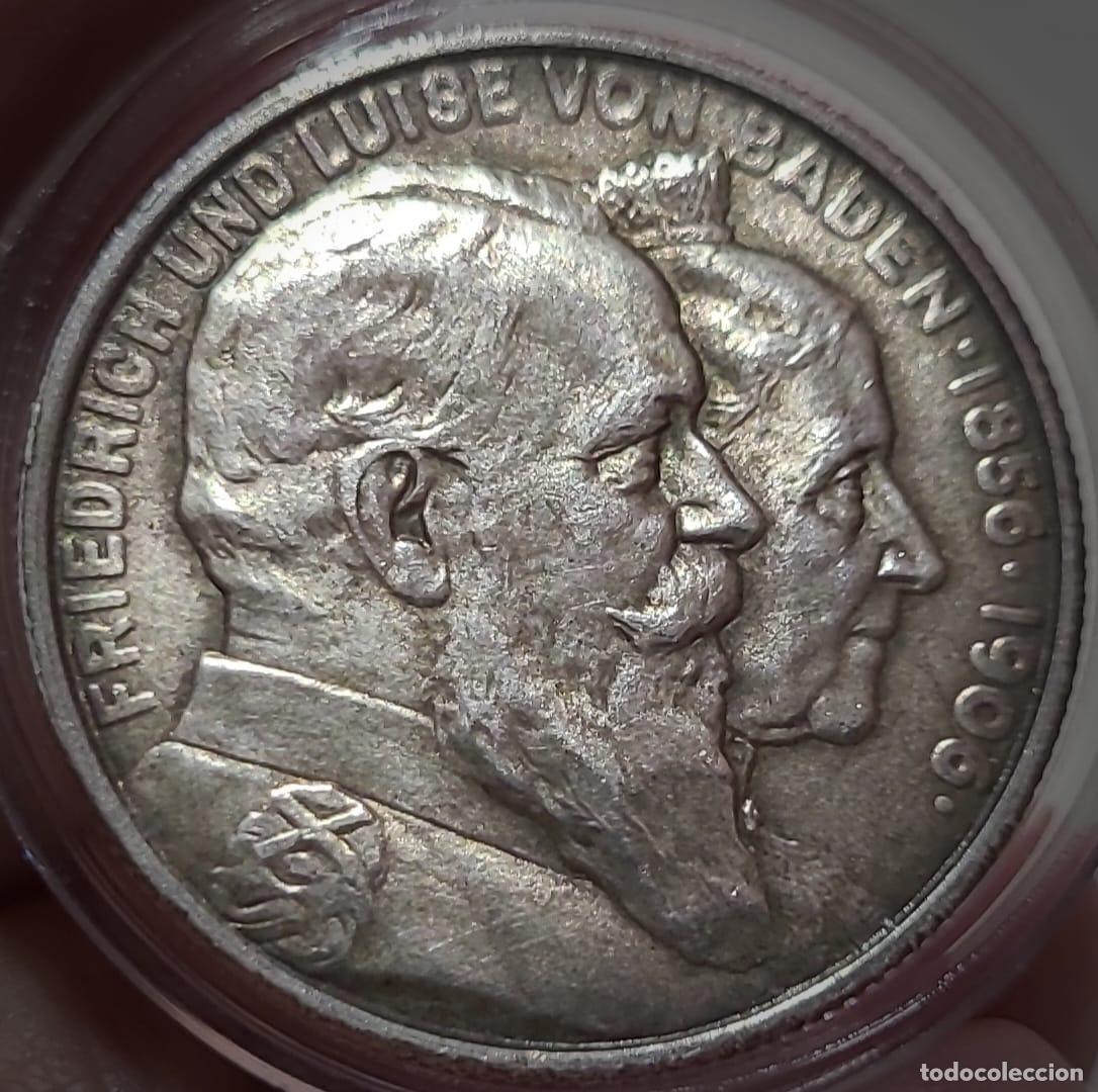 Monedas antiguas de Europa: Estados alemanes, BADEN, Friedrich I, 2 Mark, 1906, Karlsruhe, Plata, EBC