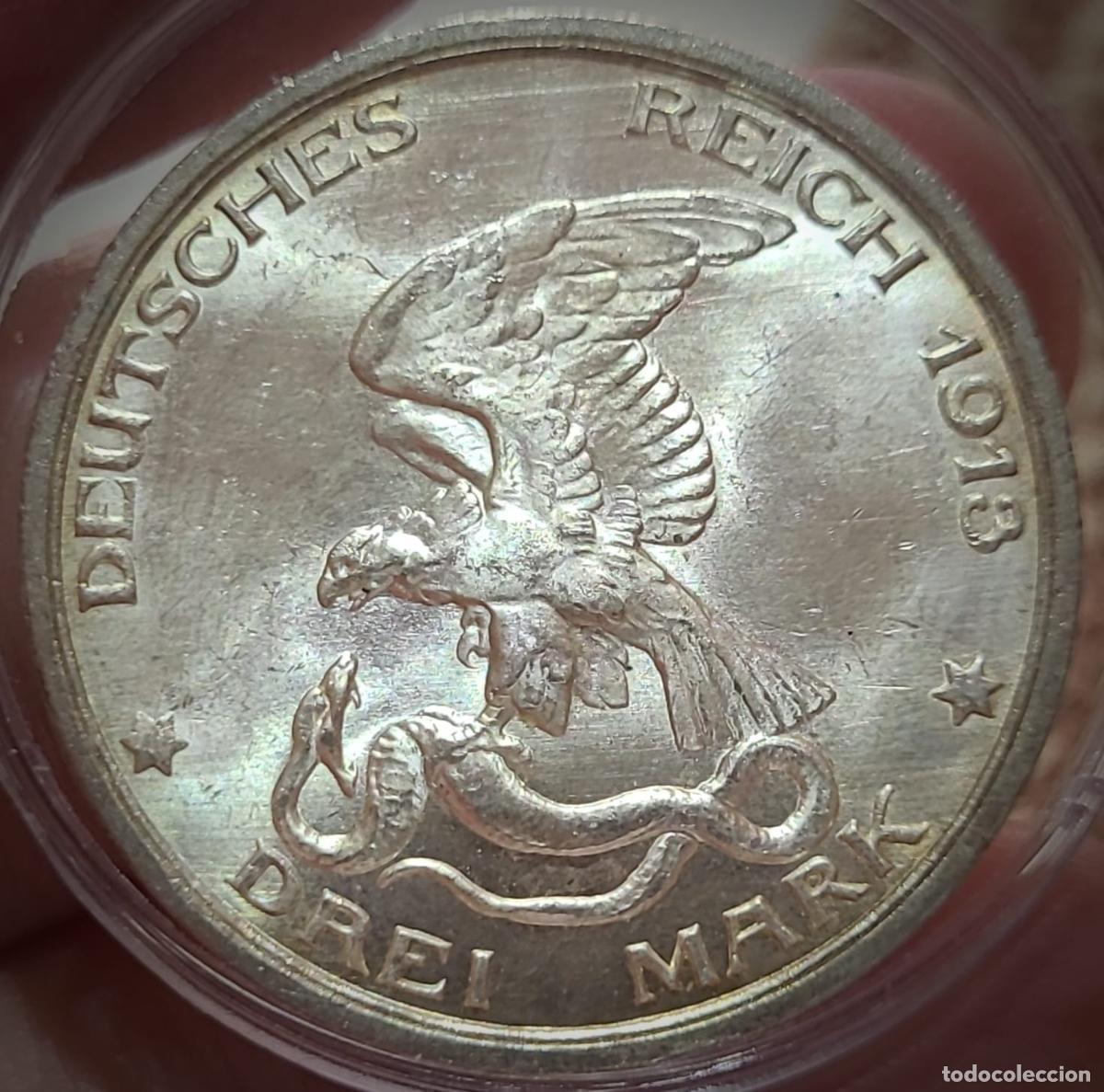 Monedas antiguas de Europa: Alemania. Prussia. Wilhelm II. 3 marcos. 1913. Berl&iacute;n. Plata