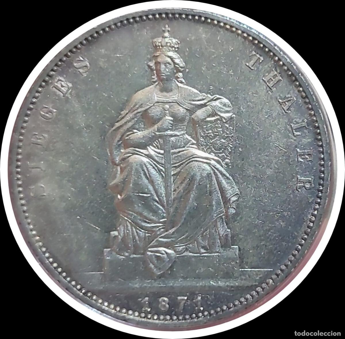 Monedas antiguas de Europa: Alemania, Prusia. 1 Thaler - Wilhelm I (&rdquo;Siegestaler&rdquo;) 1871 A. Plata