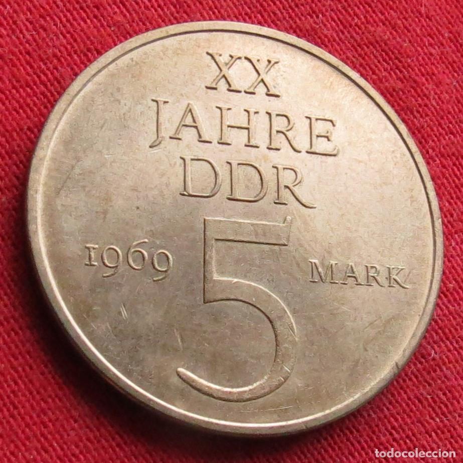 Monedas antiguas de Europa: Alemania DDR 5 marka 1969 20 anos
