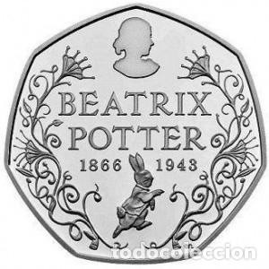Monedas antiguas de Europa: Reino Unido, 50 peniques 2016 &rdquo;Isabel II - 1982/2022- Beatriz Potter&rdquo; KM#125.