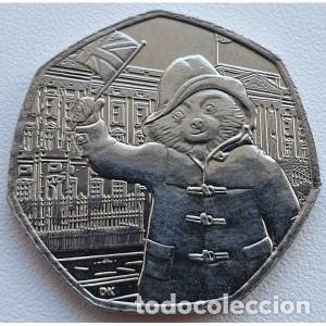 Monedas antiguas de Europa: Reino Unido, 50 peniques 2018 &rdquo;Isabel II - 1982/2022- Oso de Paddington&rdquo; KM#1557.