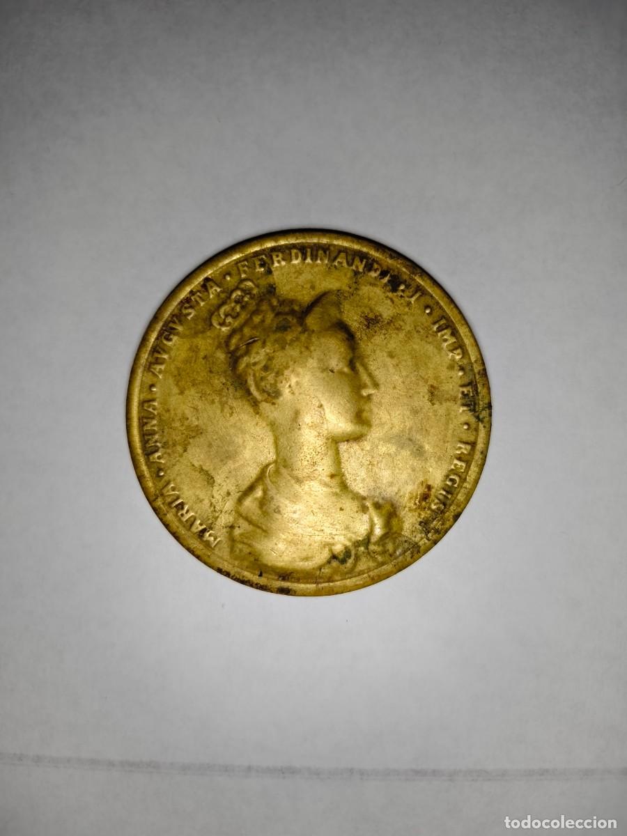 Monedas antiguas de Europa: Medalla de Bronce Maria Anna Augusta und Ferdinand l 45 mm de diametro