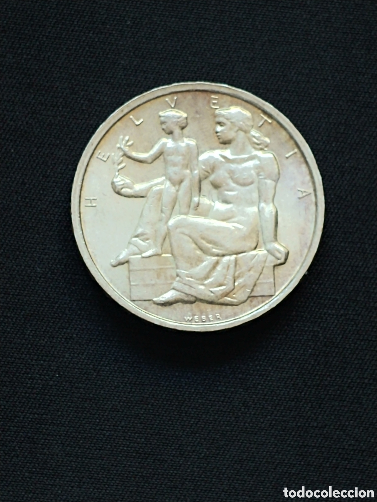 Monedas antiguas de Europa: Suiza/Swiss, 5 Francs 1948, Ag .835 mls., S/C-
